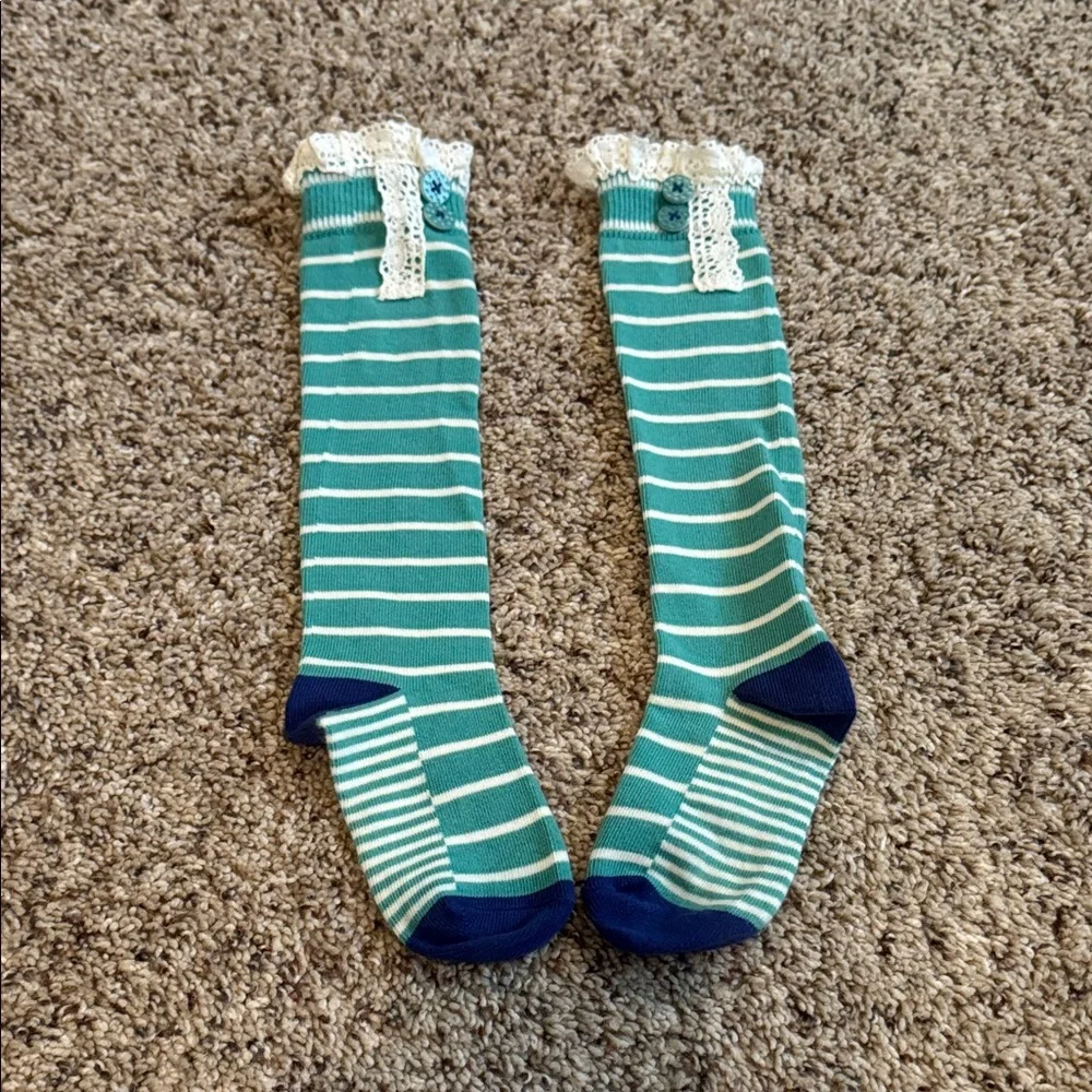 Matilda Jane Striped Knee-High Socks with Lace Trim